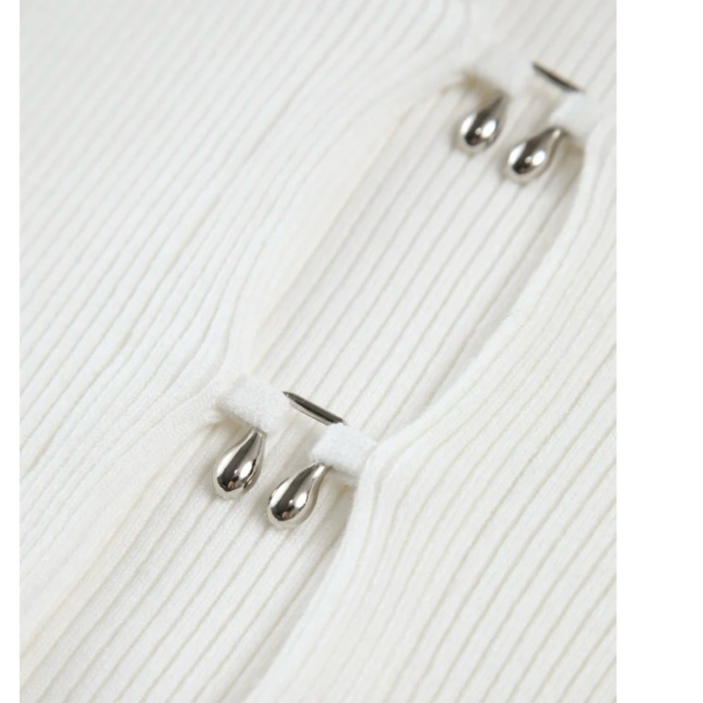 Commense White Ribbed Long Sleeve Tee